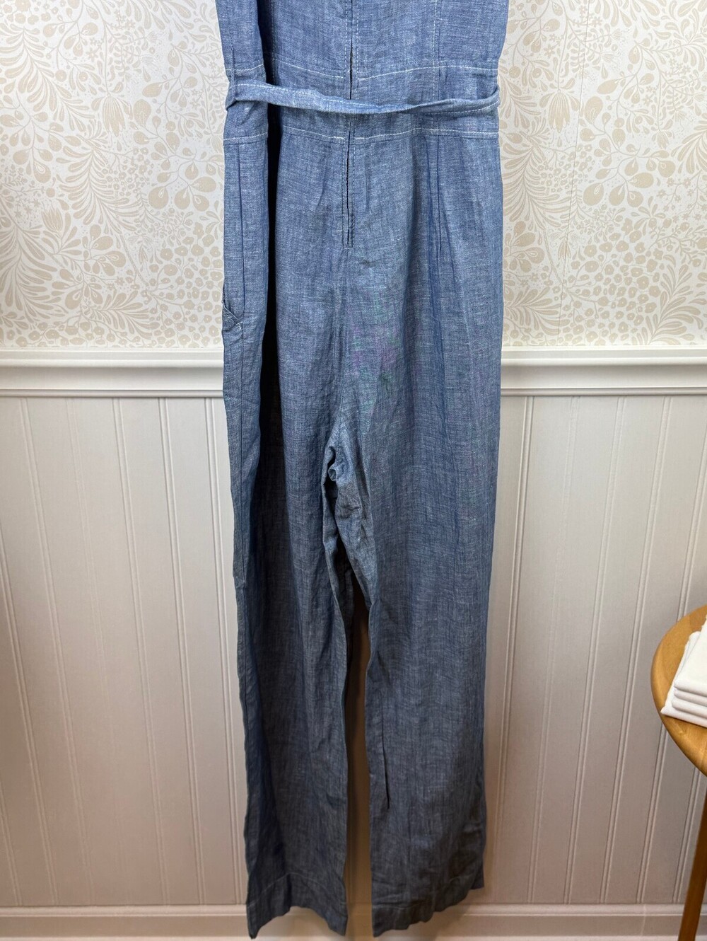 La Vie Rebecca Taylor Chambray Linen Sleeveless Jumpsuit - Size - Medium - NWT - Picture 6 of 12